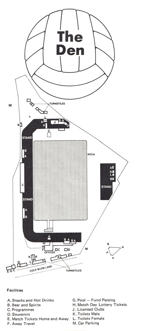 Millwall FC Diagram layout of The Den